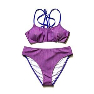 Purple Striped Bikini Set XL NWT